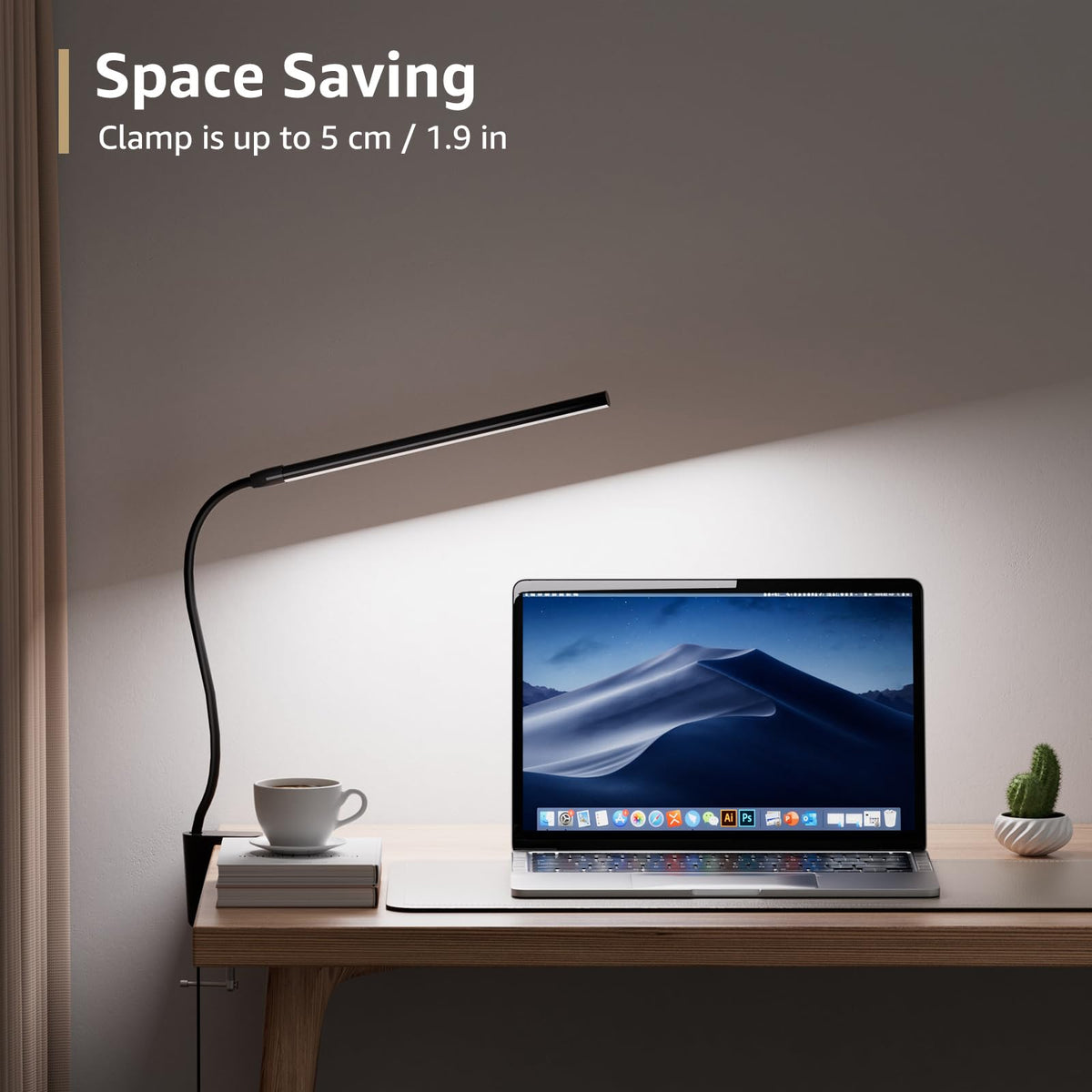 Lepro USB powered desk lamp plugs into PC or power bank for clutter free power