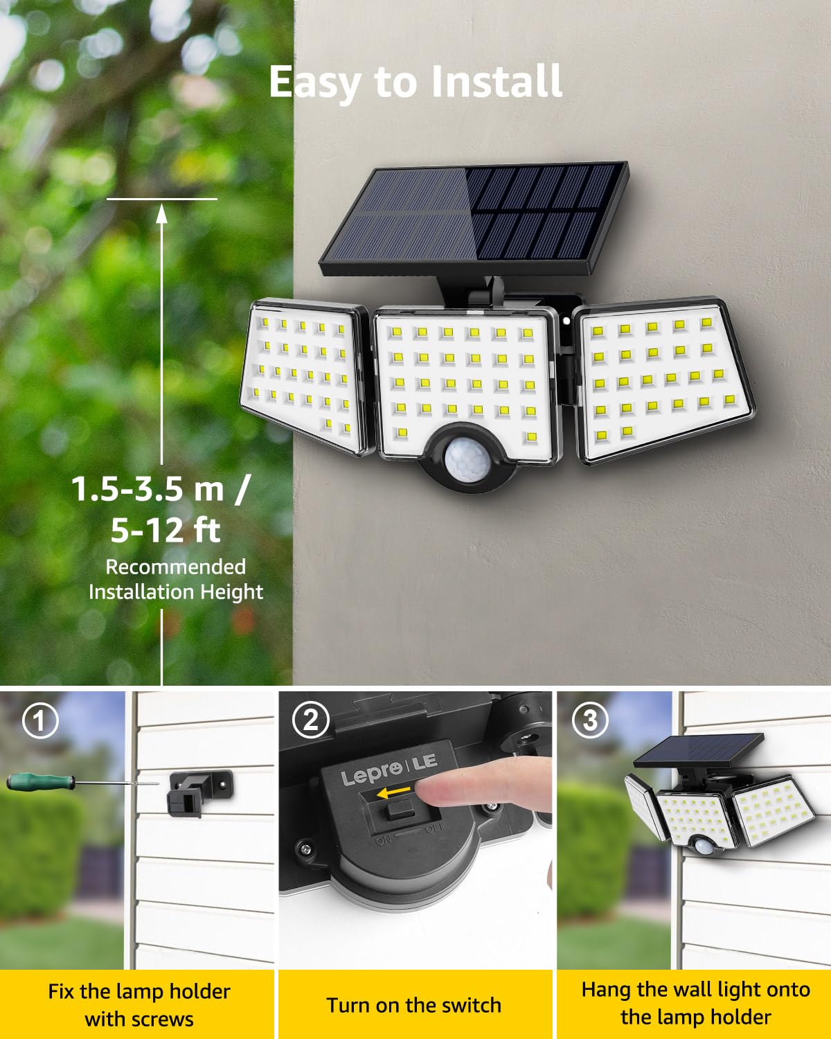 Lepro WL4000 high brightness illumination for yards, garages, and driveways.