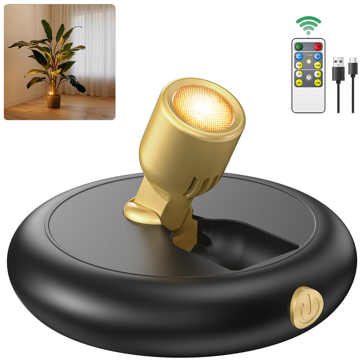 Ler0ktr rechargeable LED spotlight on wall provides ambient lighting with magnetic mounting.