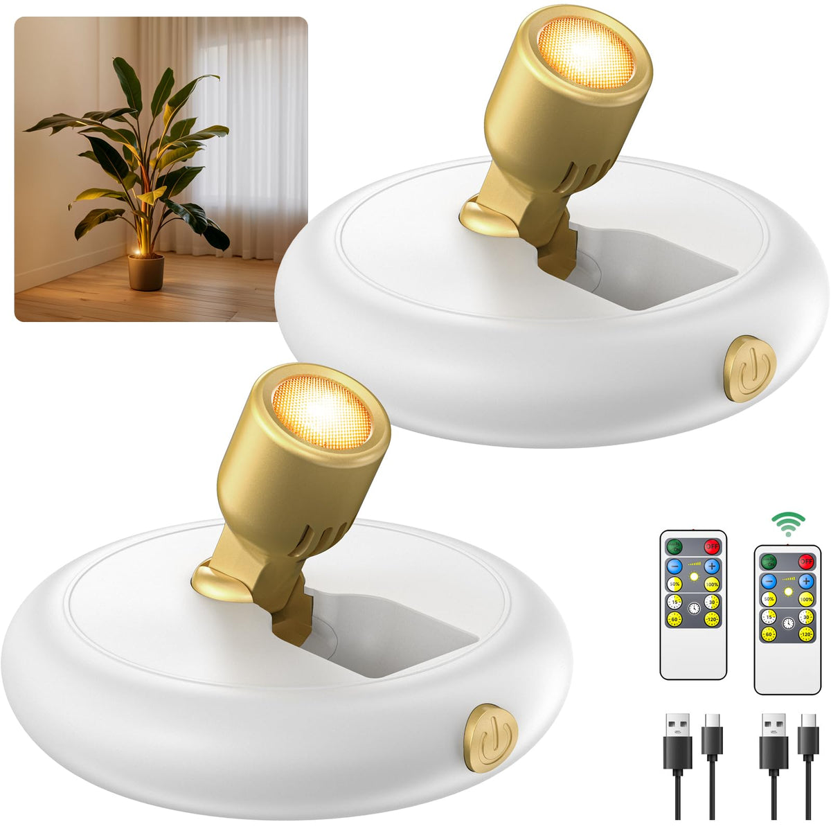 Ler0ktr rechargeable LED spotlight inside cabinet for subtle, long-lasting illumination.