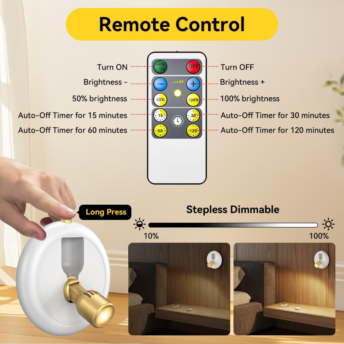 Ler0ktr spotlight head rotates 350° and tilts 90° for versatile lighting.