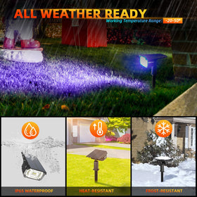 LEREKAM RGB color changing spotlights creating garden ambiance at dusk