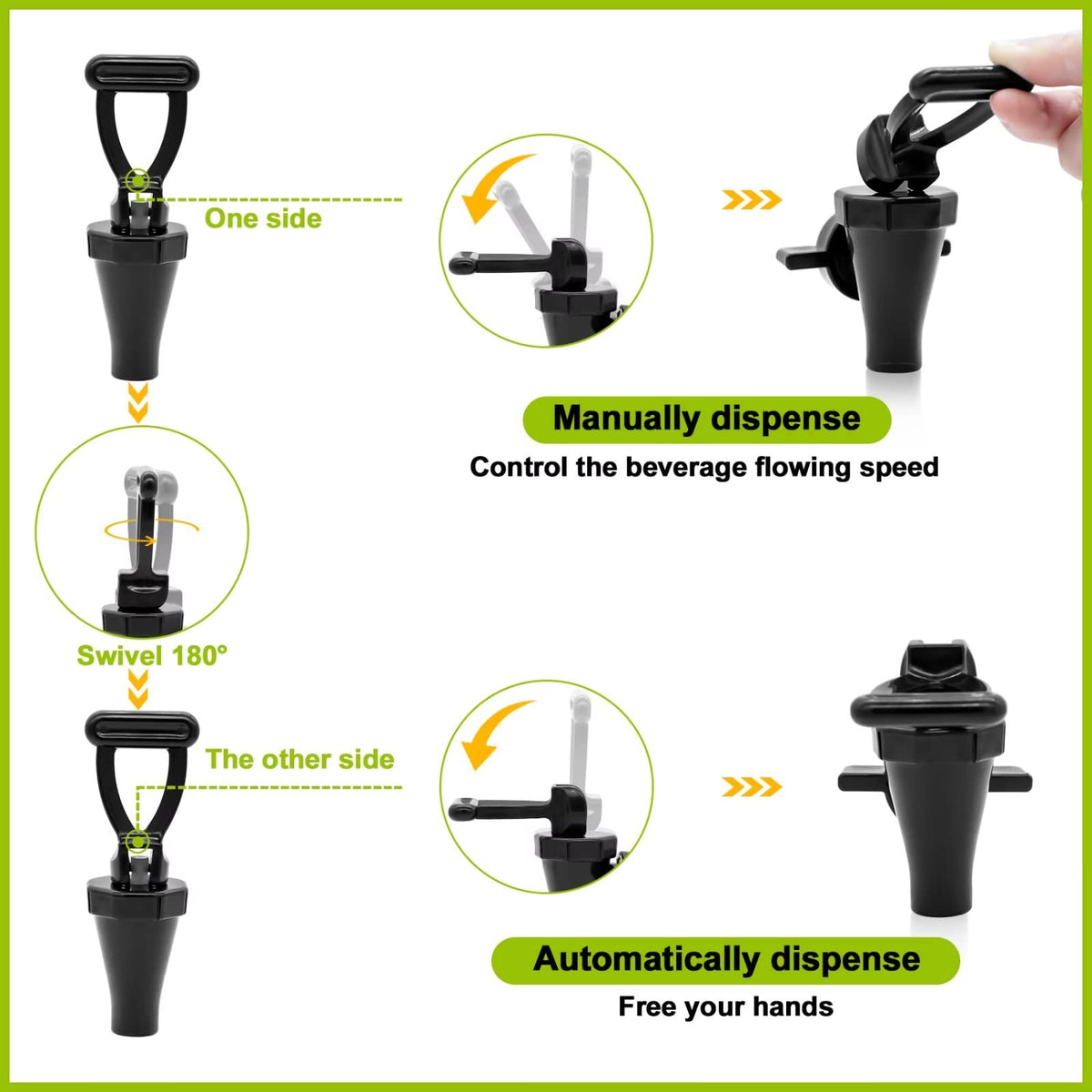 LERGNA 360-degree swivel handle for manual or automatic dispensing.