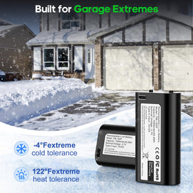 Lesaps mq battery withstands extreme garage temperatures.