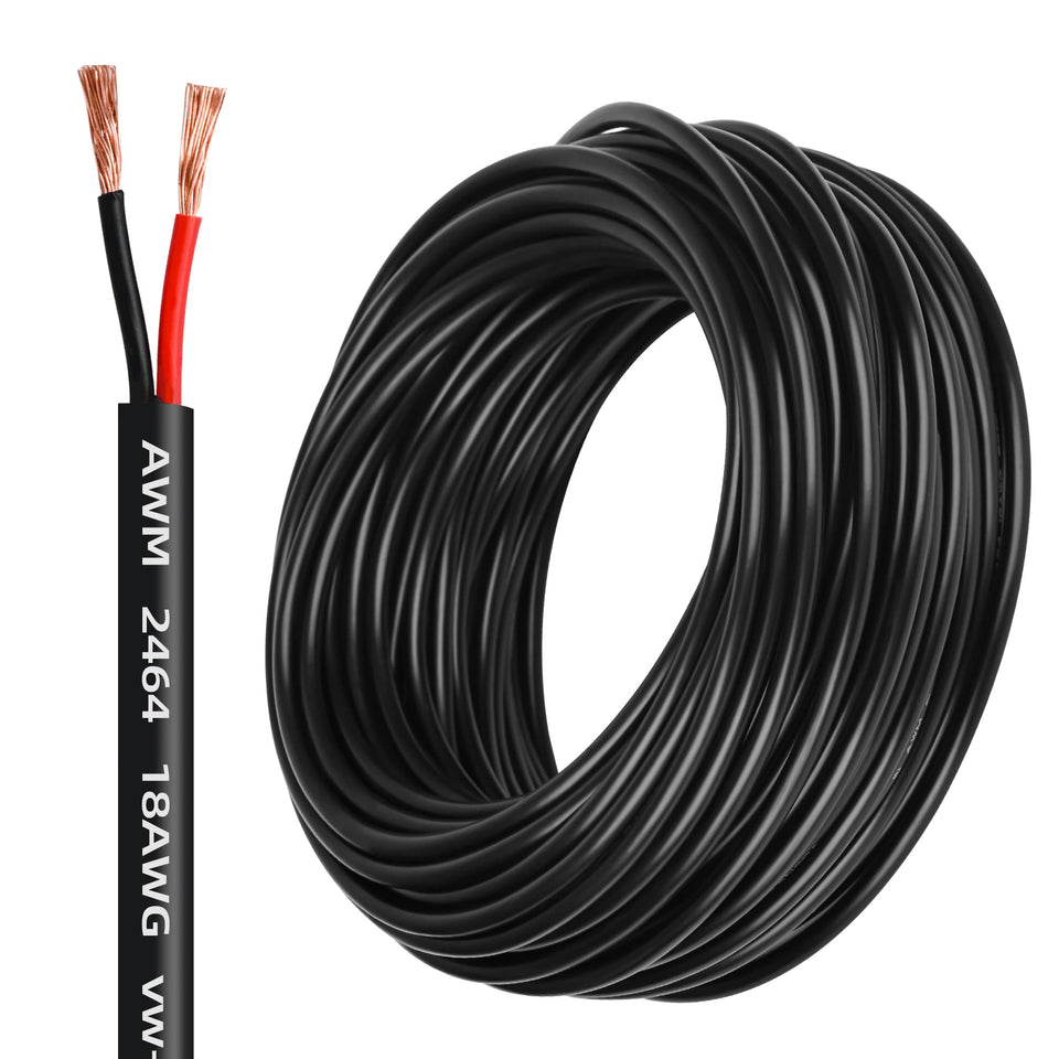 Lesnlok 18ga 2-conductor cable showing 50ft length for LED strip wiring.