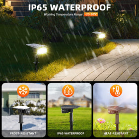 LEREKAM solar spot light at driveway entrance provides clear night visibility