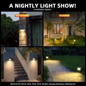 LEREKAM solar spot light highlights patio and pool area with warm glow