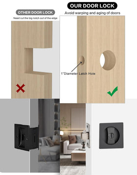 Lethato black hardware emphasizes a durable square finish for modern décor.