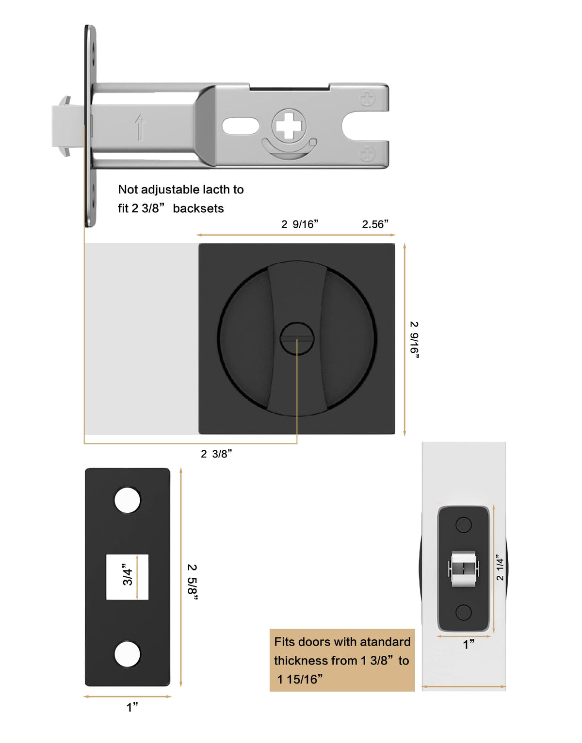 Lethato matte-black latch offers durable, corrosion-resistant performance in wet spaces.