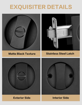 Lethato black pocket door lock provides quiet privacy for daily routines.