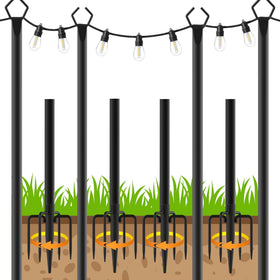Letianpai 4-pack string light poles installation for warm outdoor glow