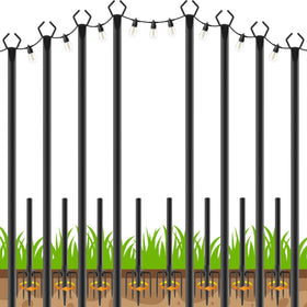 LETIANPAI 8-pack string light poles for versatile outdoor decor.