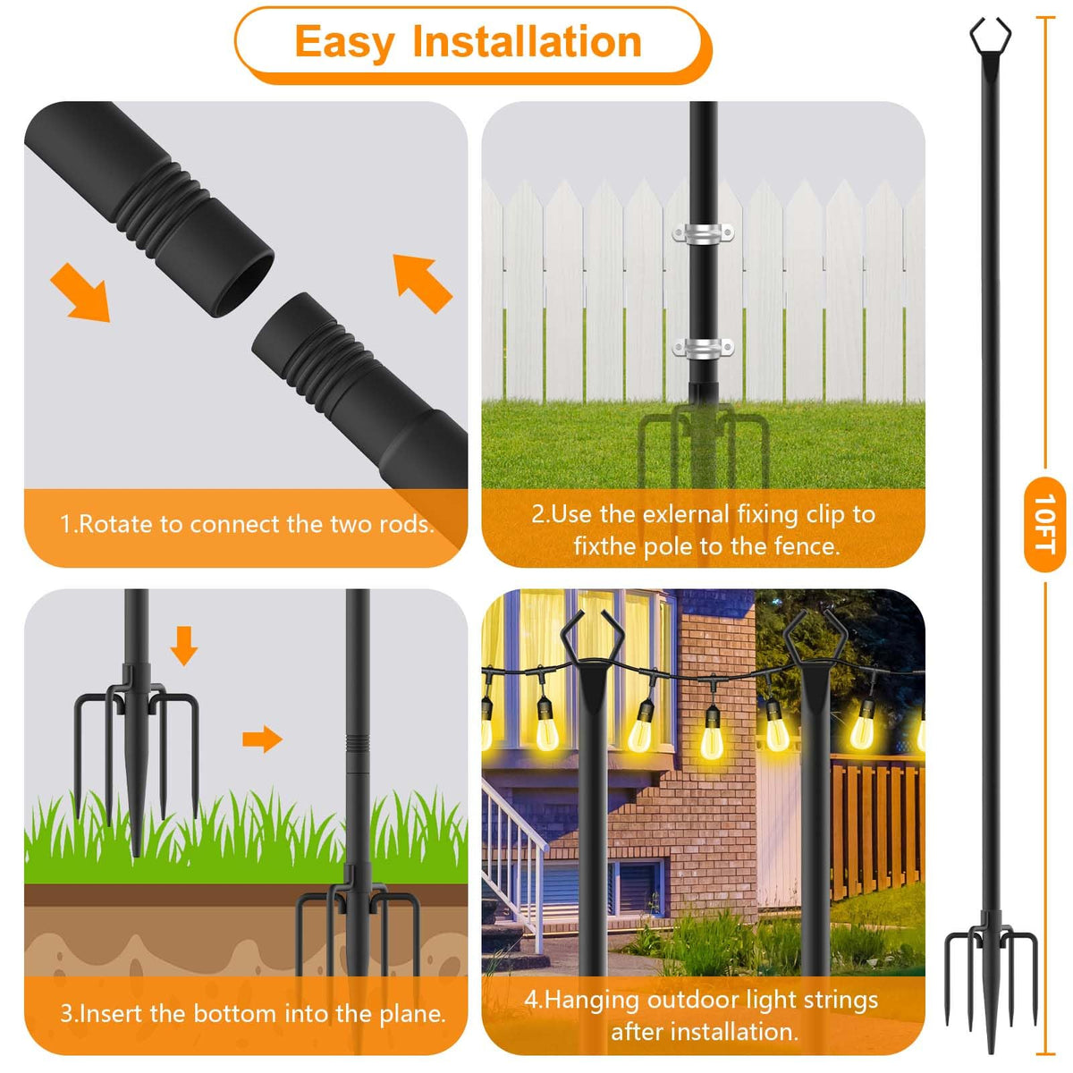 Letianpai poles support banners, lanterns, and wind chimes for versatile decorating