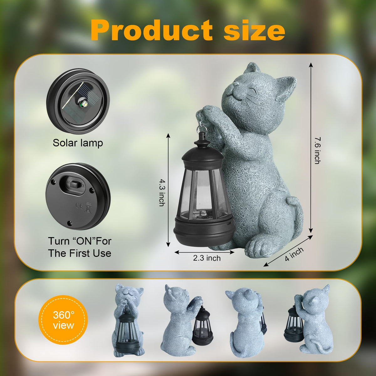 LETITIN weatherproof resin cat statue stands up to rain and sun, year-round garden decor