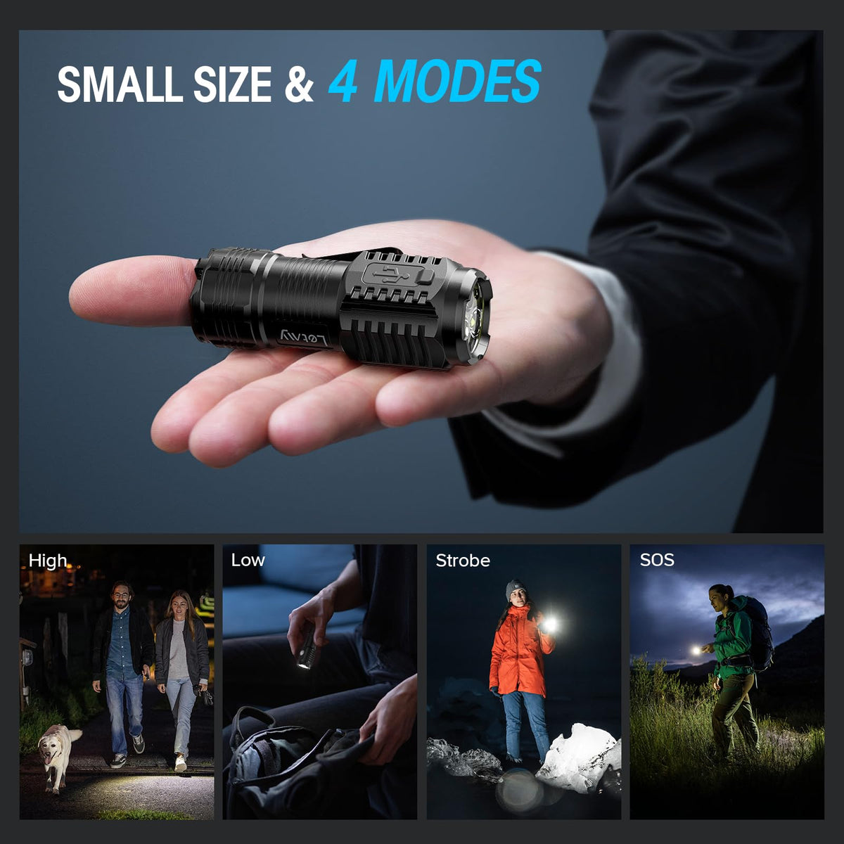 LETMY four-pack with charging cables and lanyards provides ready-to-use illumination.