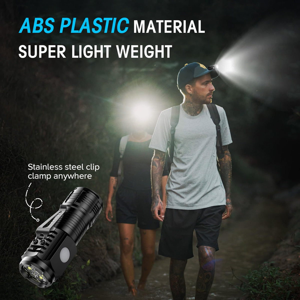 LETMY 3-LED mini flashlight in four modes for versatile on-demand lighting.