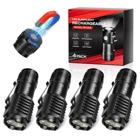 LETMY rechargeable mini flashlight with magnetic base enables hands-free use.