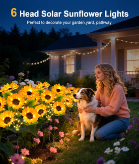 LETMY solar flowers 6-heads closeup petals highlights realistic daytime look and charm.