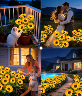 LETMY solar flowers high-efficiency panel charges quickly for longer evening illumination.