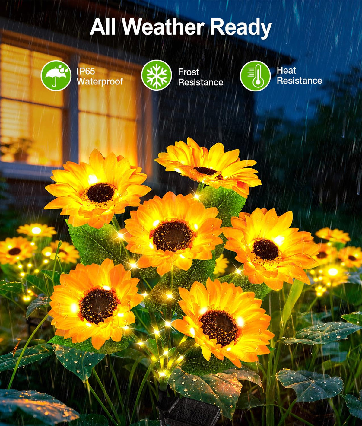 LETMY solar flowers near patio provides warm glow for cozy outdoor moments.