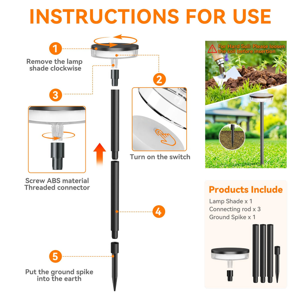 Letmy six-pack solar lights provide uniform lighting across yard.