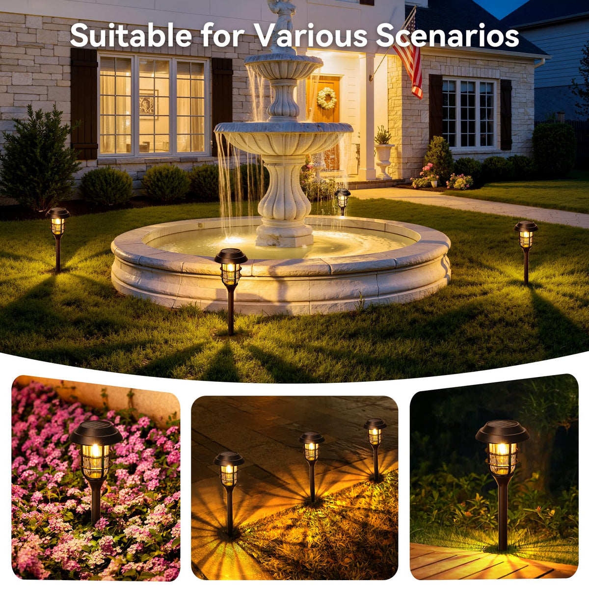 LETMY filament LED creates warm, inviting ambience along paths.