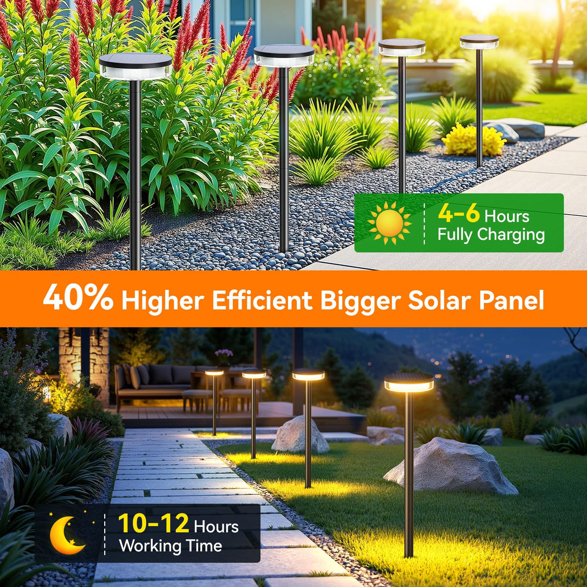 Letmy solar lights height options demonstrate versatile yard decoration and safe paths.