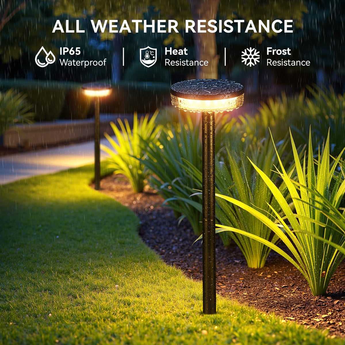 Letmy IP65 waterproof design withstands rain and snow for year-round outdoor use.
