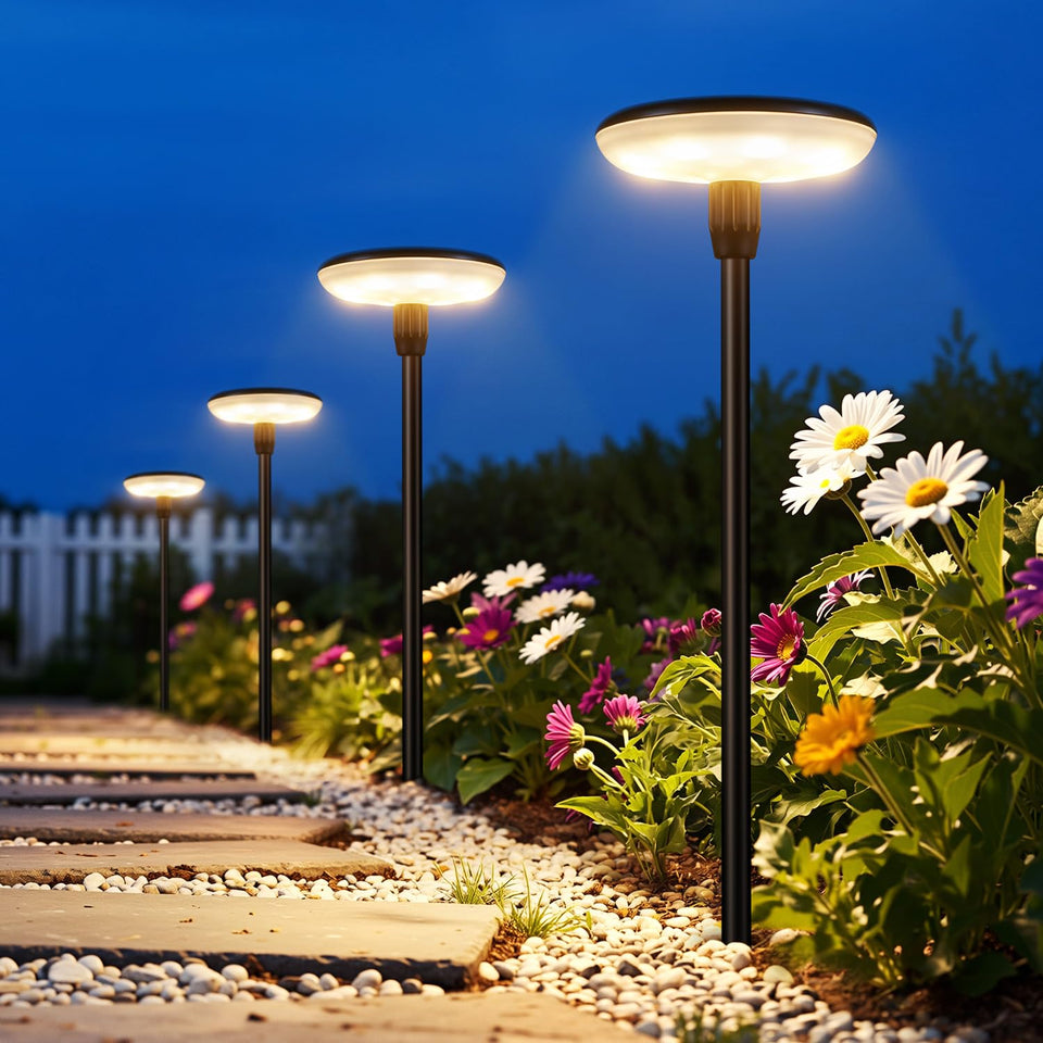 LETMY solar pathway lights 8-pack front view for even walkway illumination
