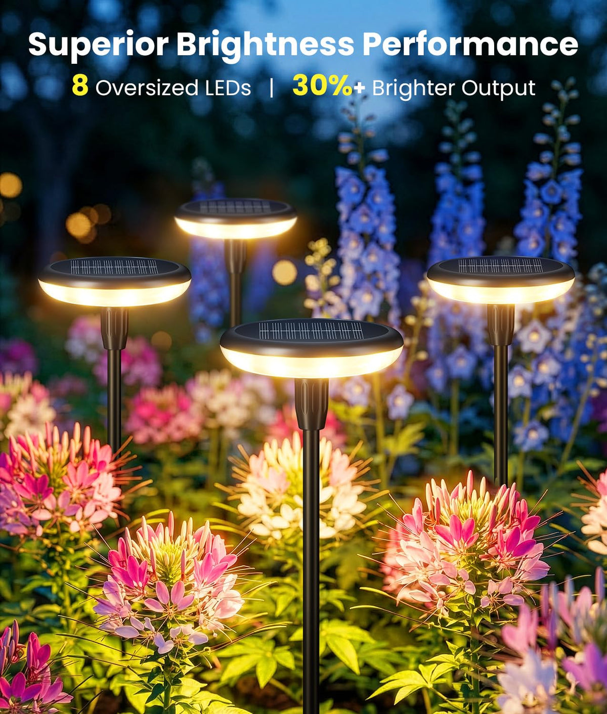 LETMY solar pathway lights 8-pack side view showing slim, durable profile