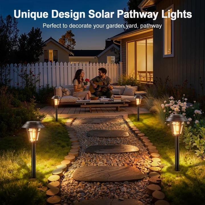 LETMY solar pathway lights auto on/off provide hands-free dusk-to-dawn lighting.