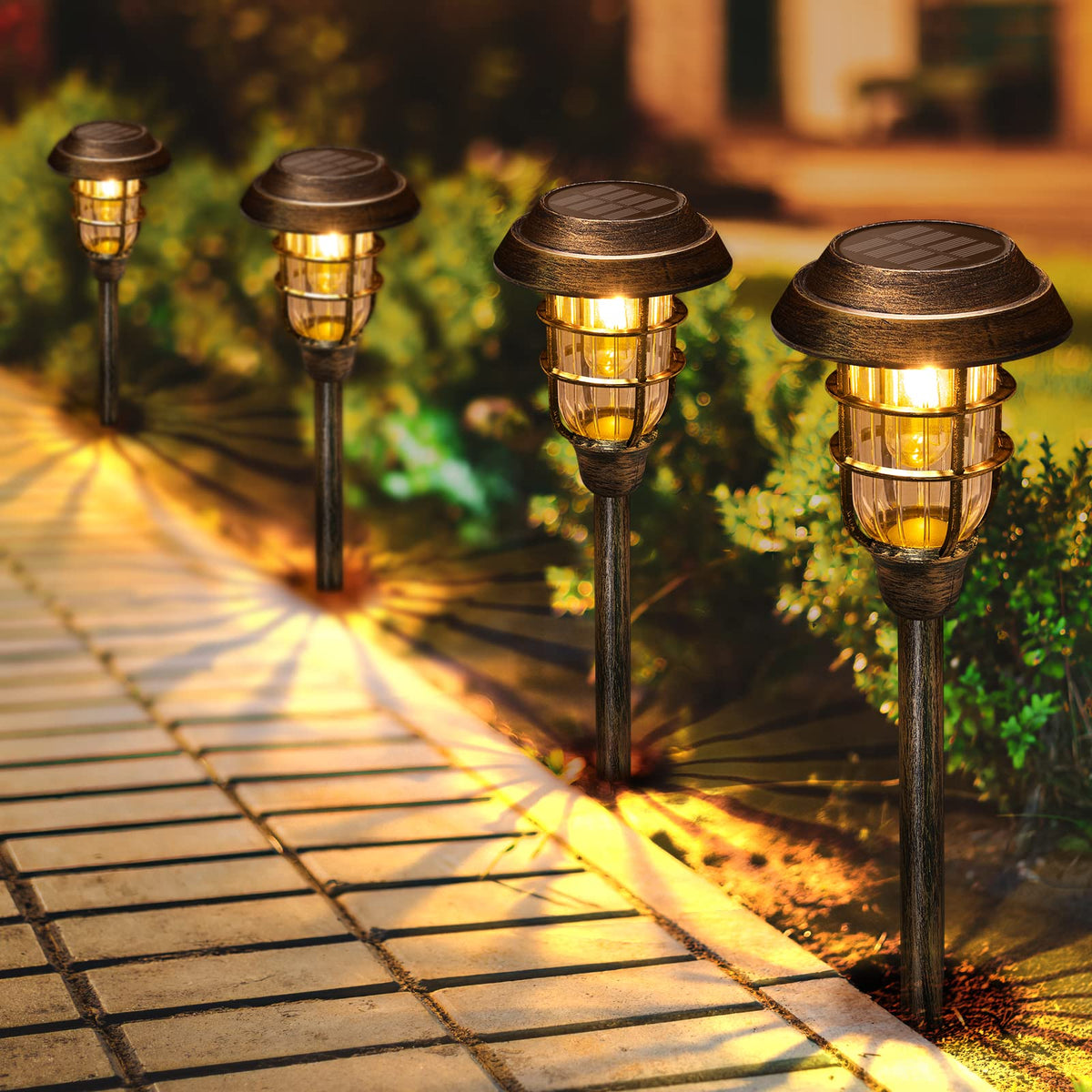 LETMY pathway lights bronze glow for safe night strolls along a garden path