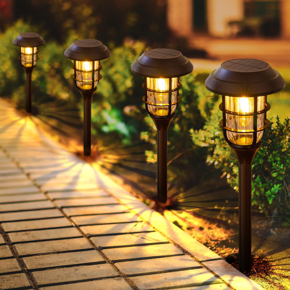 LETMY solar pathway lights illuminate the yard with a warm, inviting glow.
