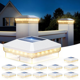LETMY solar post cap lights with 40 LEDs brighten 4x4 fence posts at night