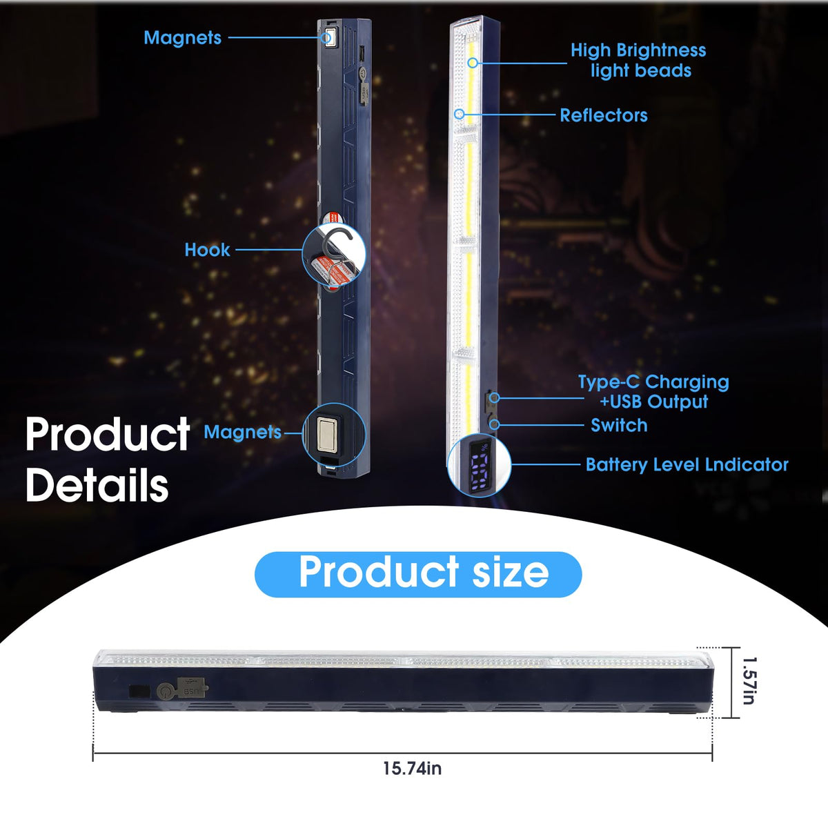 Letour portable rechargeable bar provides 6–10 hour runtime on a charge.
