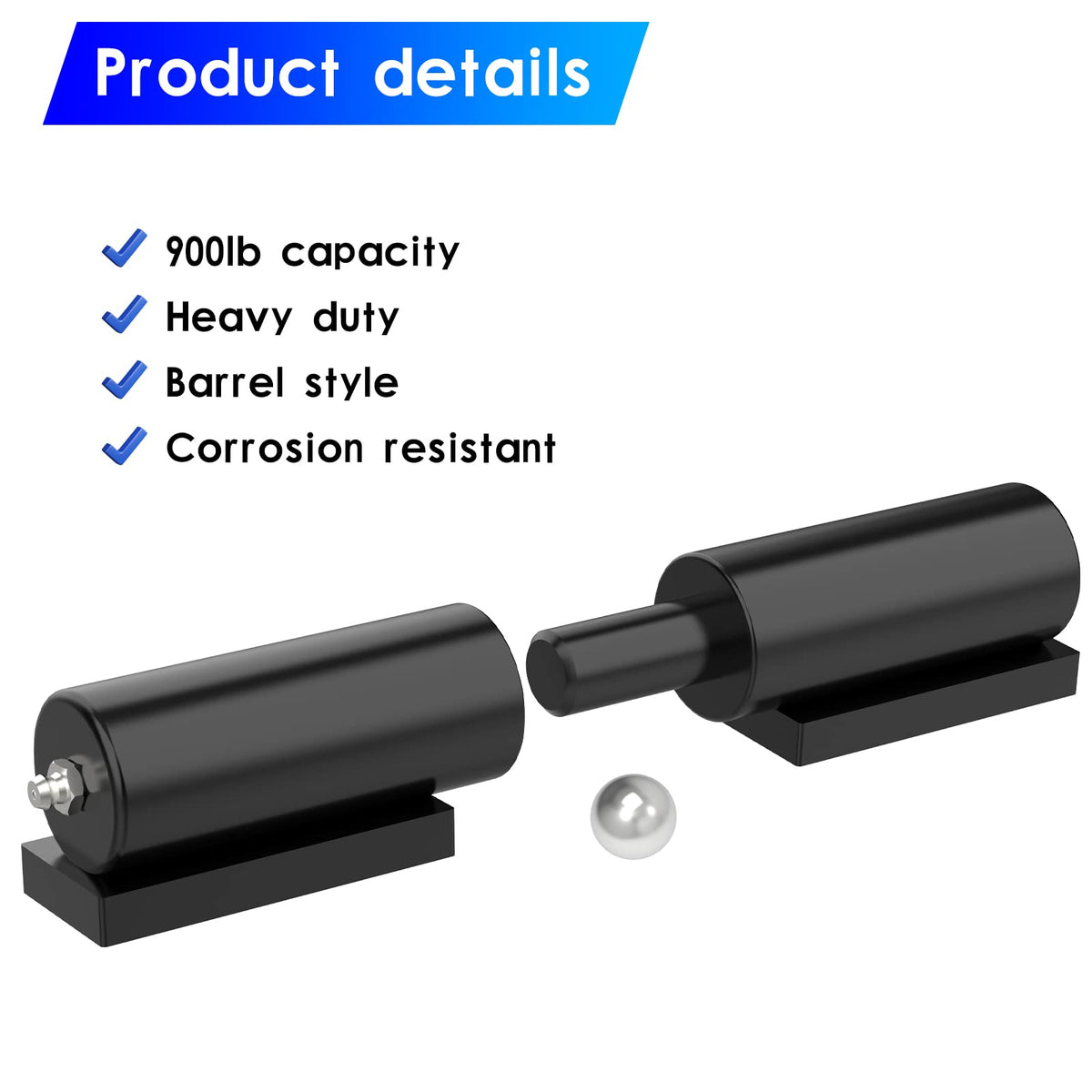 Letowe 2-pack barrel hinges ready for quick gate setup.