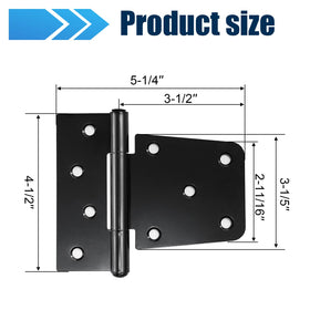 Letowe black iron gate hinges with screws included for quick installation.