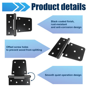 Letowe hinges feature a matte black coating for outdoor and indoor use.