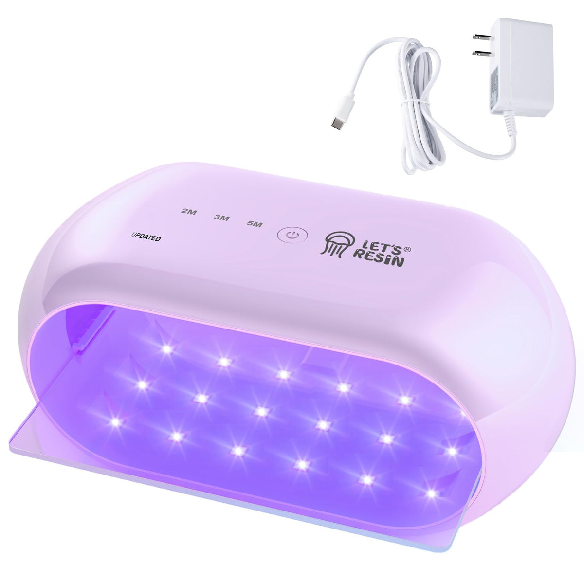 LET'S RESIN UV Light dual-sided lamp enables even curing on top and bottom surfaces.
