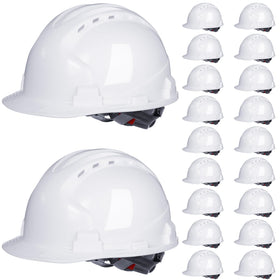 Leumoi white hard hat with front vent for breathable protection on site