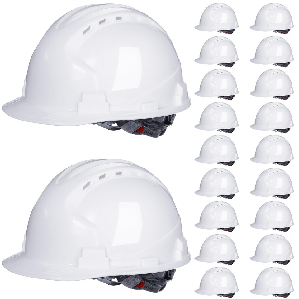 Leumoi white hard hat with front vent for breathable protection on site