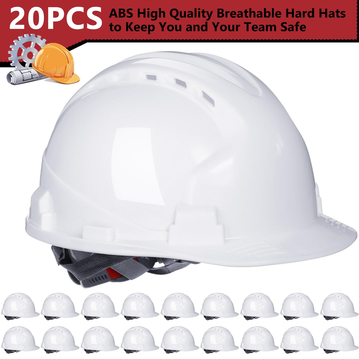 Leumoi hard hat 4-point suspension with adjustable ratchet for secure fit