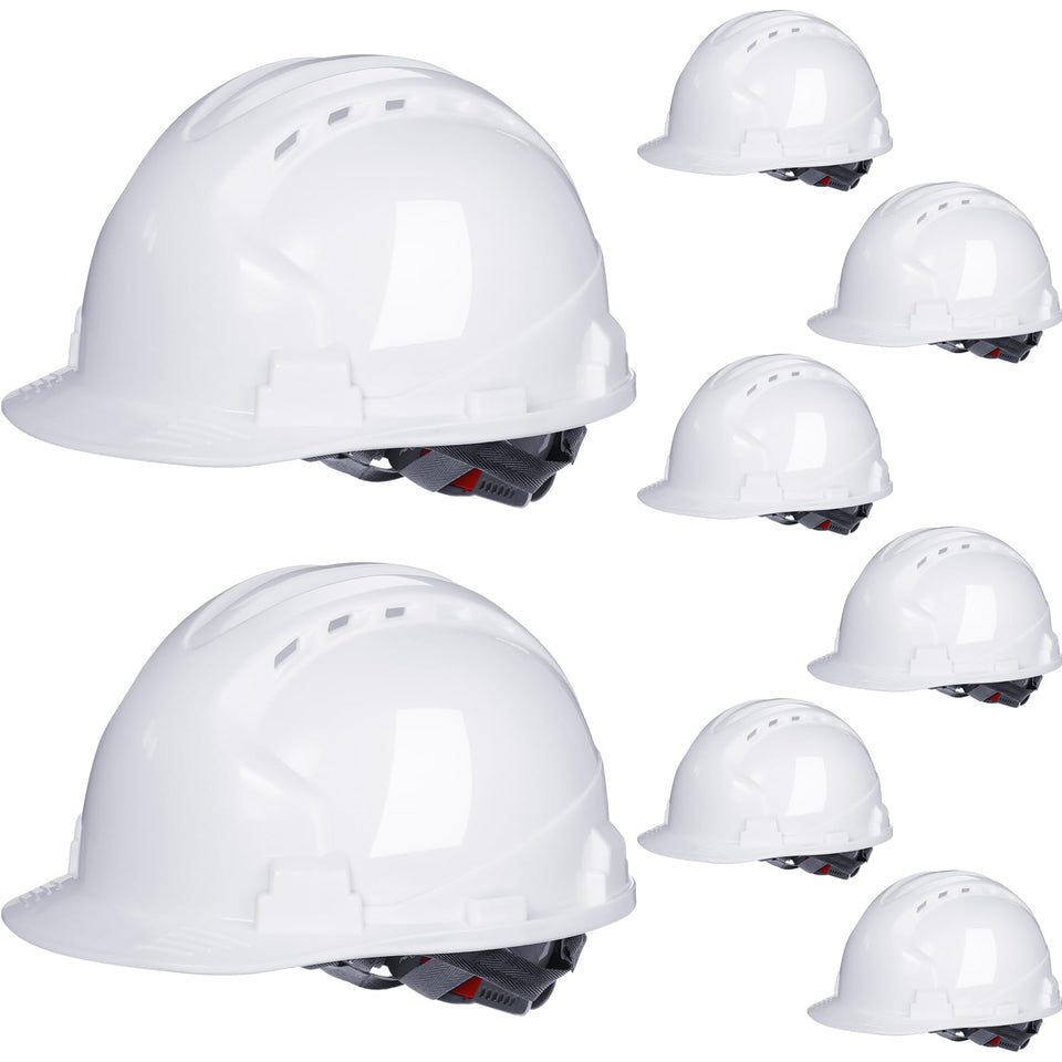 Leumoi 8-pack suspension hard hats for team safety on site.