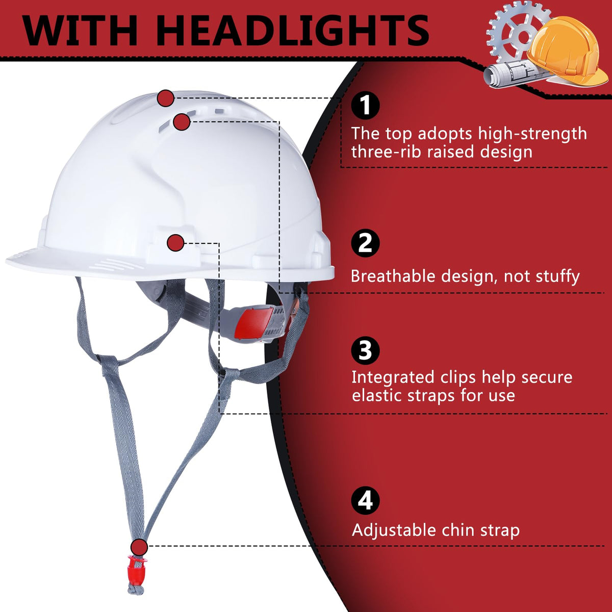 Leumoi ABS construction helmet shell proving durable head protection