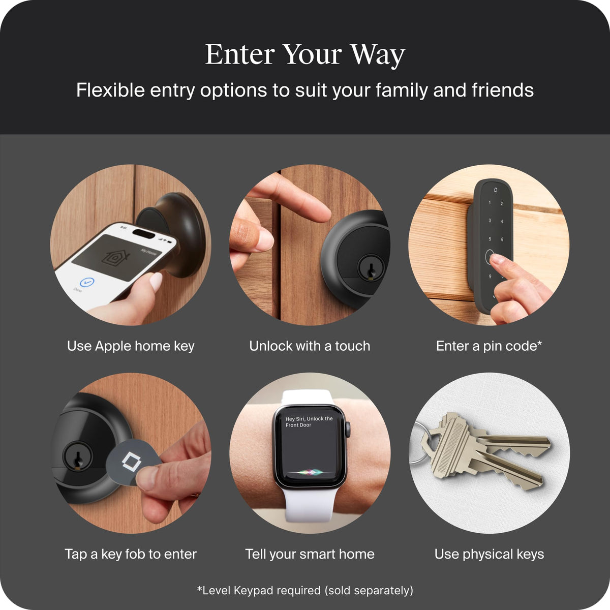 Level Lock Pro physical keys provide a back-up entry option