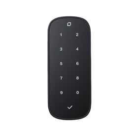 Level Smart Keypad front view highlights matte black finish and weatherproof durability for exterior entry.