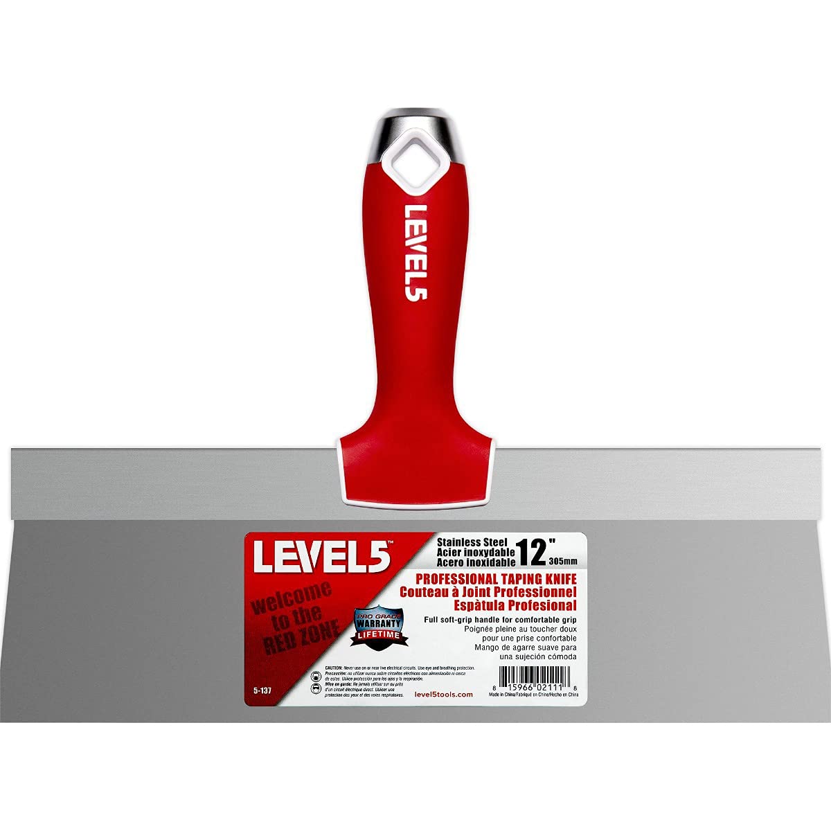 LEVEL5 12-inch soft-grip tapping knife with hammer end for efficient drywall finishing