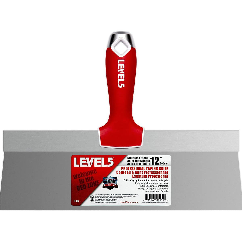 LEVEL5 12-inch soft-grip tapping knife with hammer end for efficient drywall finishing