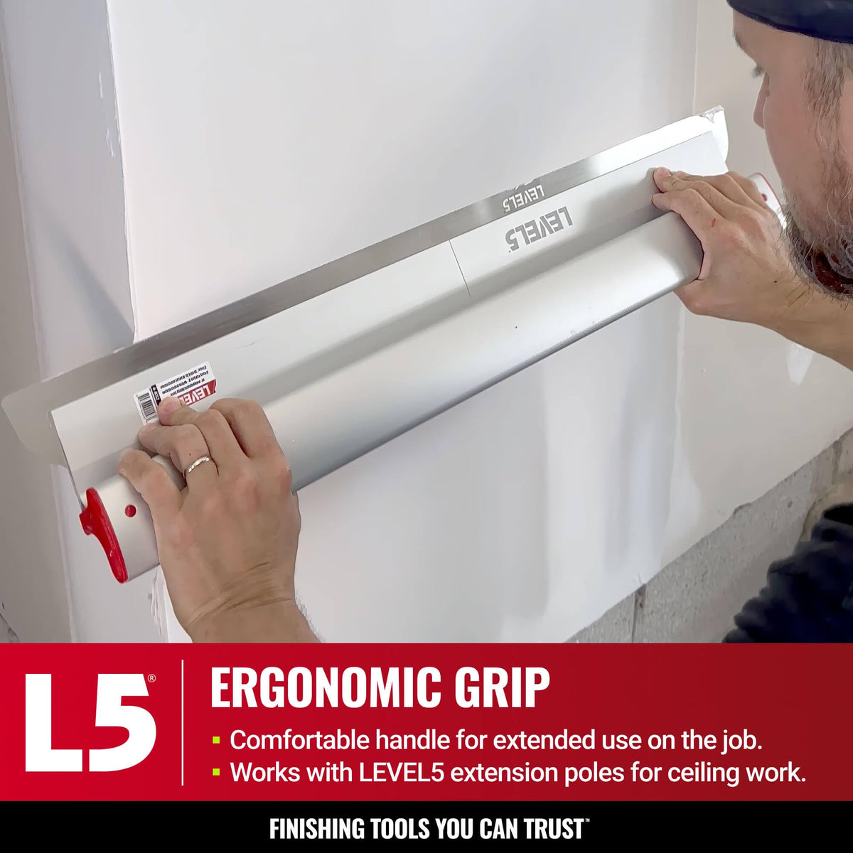 LEVEL5 24-inch skimming blade covers large areas quickly and evenly.