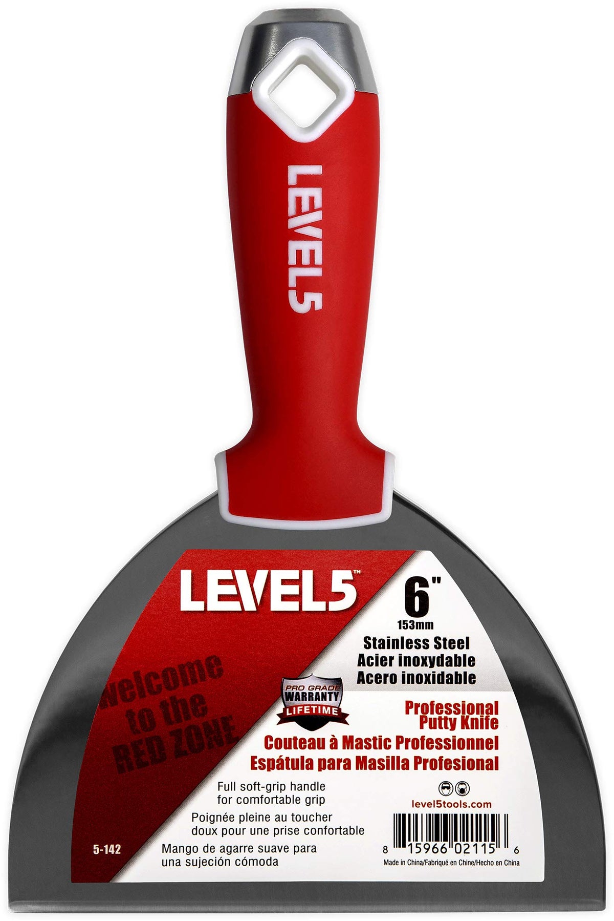 LEVEL5 6-inch soft-grip stainless drywall knife for smooth finishes